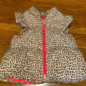 Baby Gap Leopard Print Ruffle Sleeve Puffer Vest 12-18